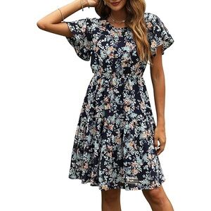 D211 NWT Manydresses Short Flutter Sleeve Floral Mini Dress - Size: Small
